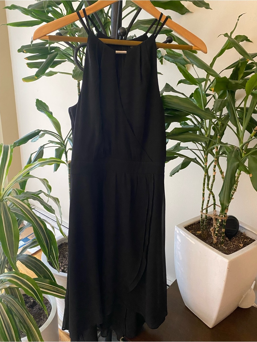 White House Black Market Black Double-Strap Midi Dress